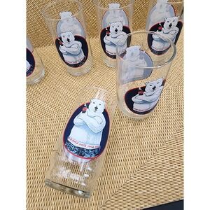 6 Indiana Glass 16 Oz.‎ Coca Cola Glass Tumblers / Glasses, "Polar Bear" Pattern
